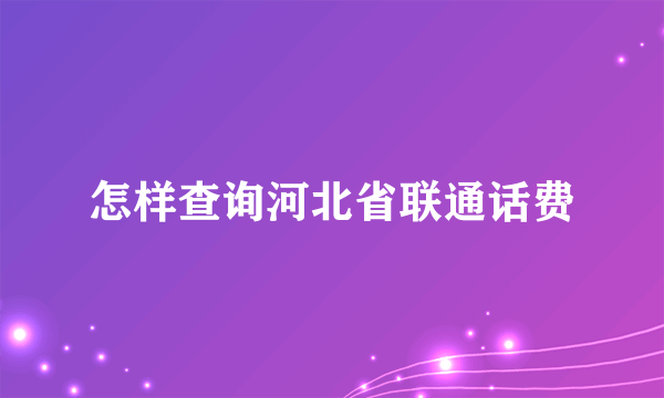 怎样查询河北省联通话费