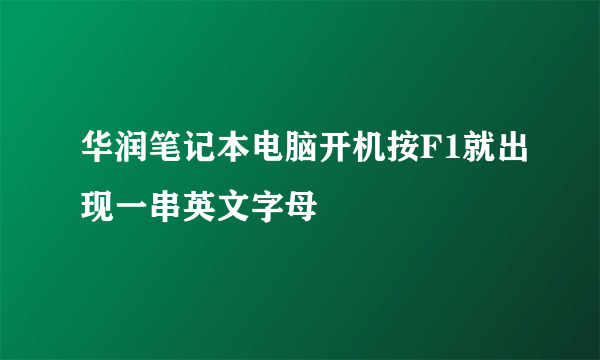 华润笔记本电脑开机按F1就出现一串英文字母