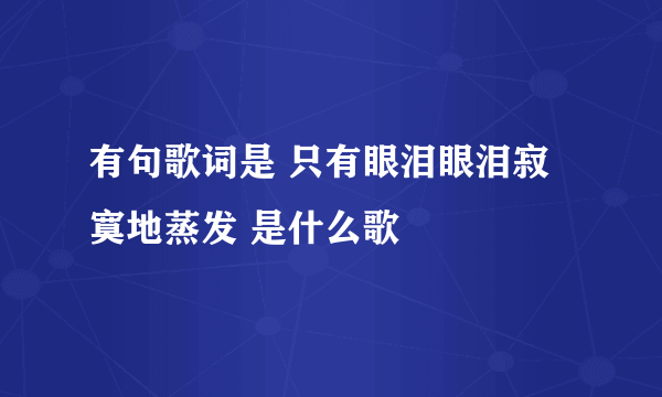 有句歌词是 只有眼泪眼泪寂寞地蒸发 是什么歌