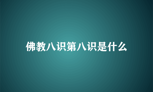 佛教八识第八识是什么