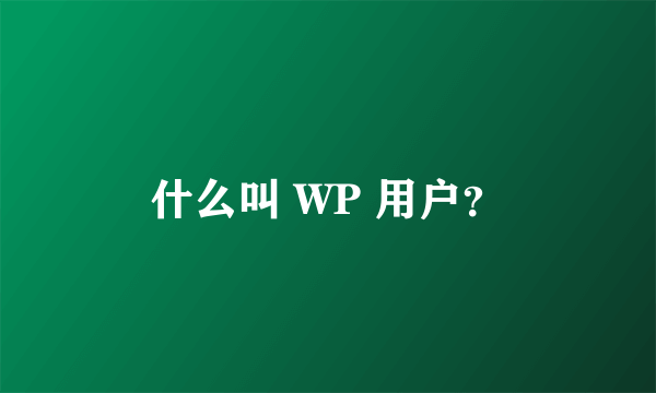 什么叫 WP 用户？