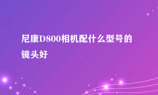 尼康D800相机配什么型号的镜头好