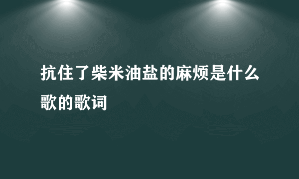 抗住了柴米油盐的麻烦是什么歌的歌词