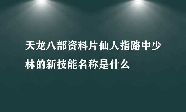 天龙八部资料片仙人指路中少林的新技能名称是什么