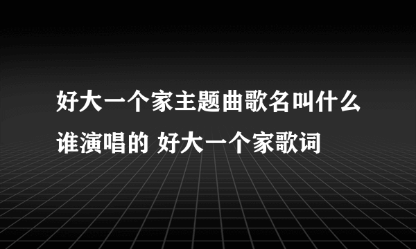 好大一个家主题曲歌名叫什么谁演唱的 好大一个家歌词