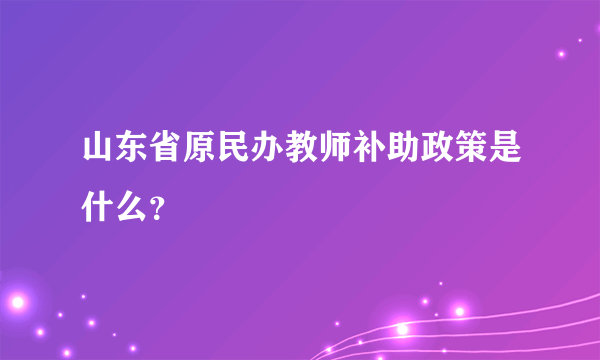 山东省原民办教师补助政策是什么？