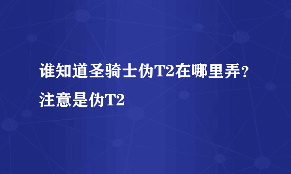 谁知道圣骑士伪T2在哪里弄？注意是伪T2