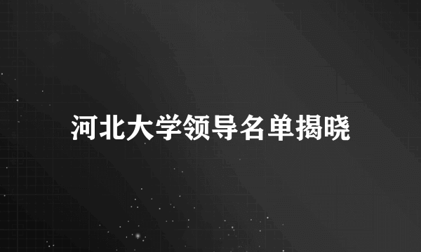 河北大学领导名单揭晓