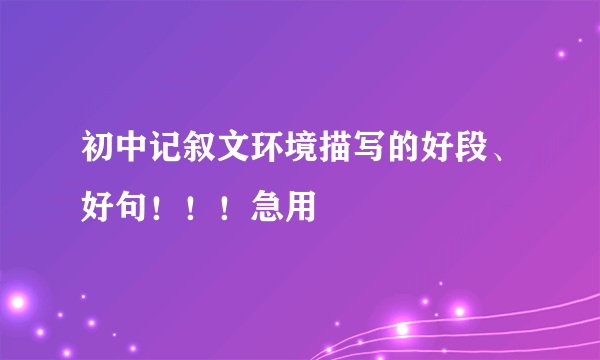 初中记叙文环境描写的好段、好句！！！急用