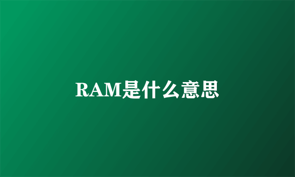 RAM是什么意思