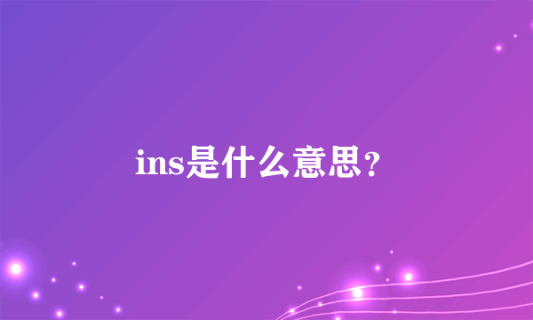 ins是什么意思？