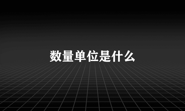 数量单位是什么