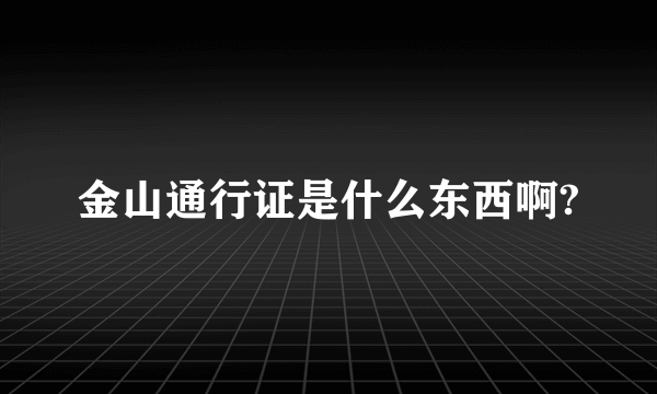 金山通行证是什么东西啊?