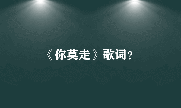 《你莫走》歌词？