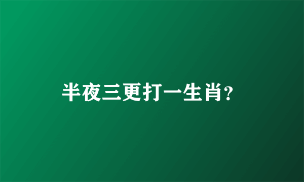 半夜三更打一生肖？