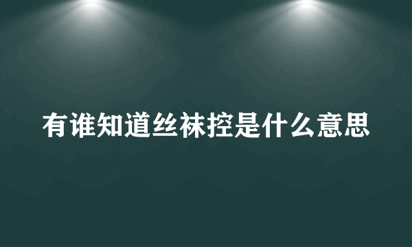 有谁知道丝袜控是什么意思