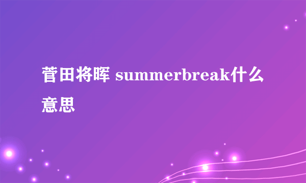 菅田将晖 summerbreak什么意思