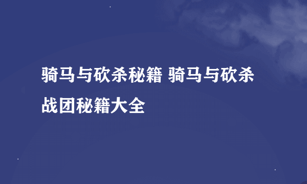 骑马与砍杀秘籍 骑马与砍杀战团秘籍大全