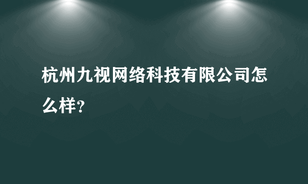 杭州九视网络科技有限公司怎么样？