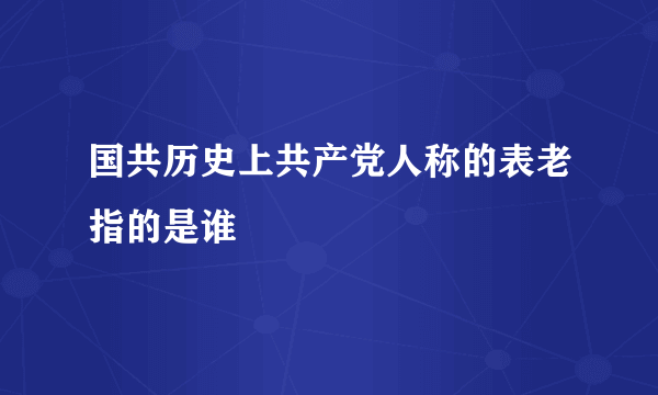 国共历史上共产党人称的表老指的是谁