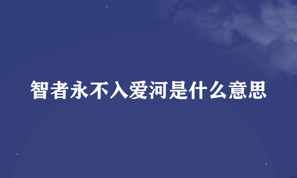 智者永不入爱河是什么意思