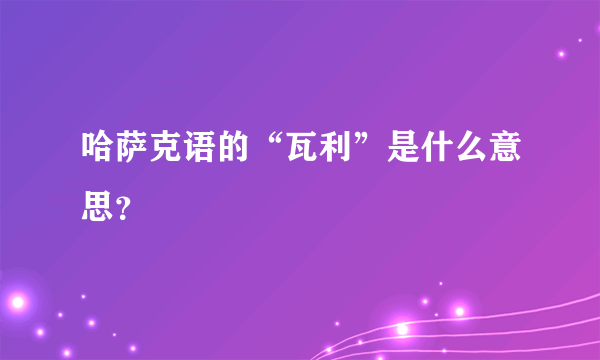 哈萨克语的“瓦利”是什么意思？