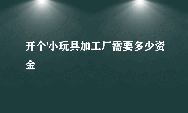 开个'小玩具加工厂需要多少资金