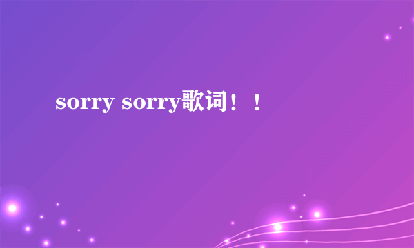 sorry sorry歌词！！