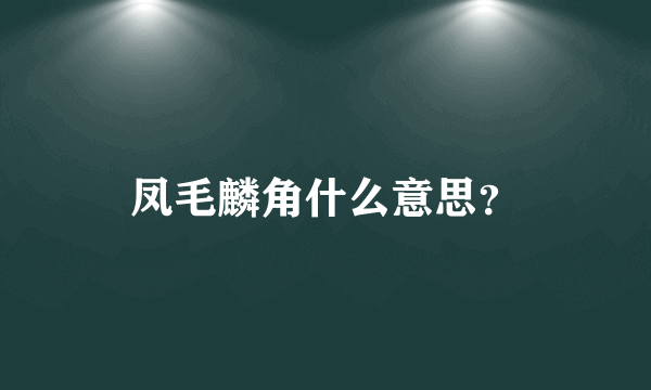 凤毛麟角什么意思？