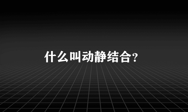 什么叫动静结合？