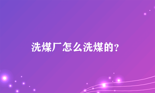 洗煤厂怎么洗煤的？