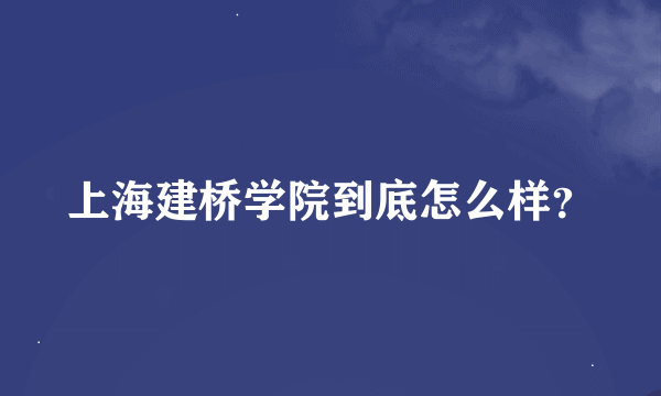 上海建桥学院到底怎么样？