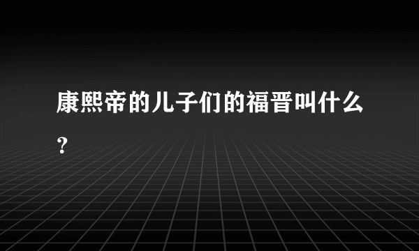 康熙帝的儿子们的福晋叫什么？