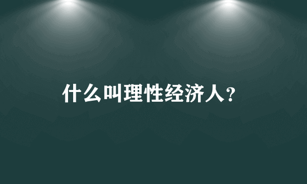 什么叫理性经济人？