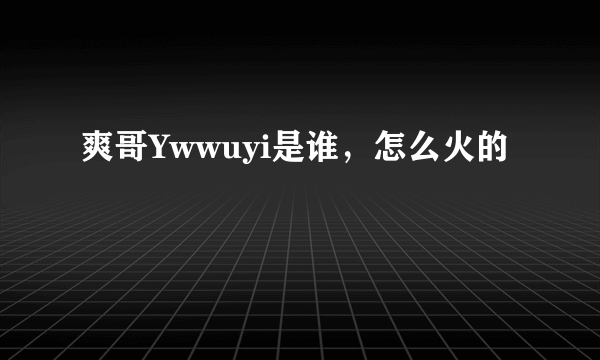 爽哥Ywwuyi是谁，怎么火的