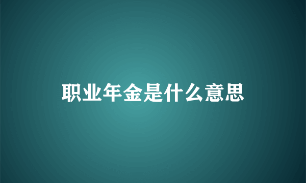 职业年金是什么意思