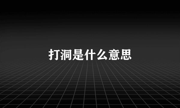 打洞是什么意思