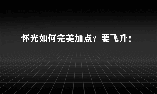 怀光如何完美加点？要飞升！