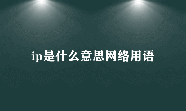 ip是什么意思网络用语