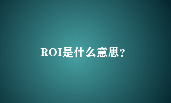 ROI是什么意思？