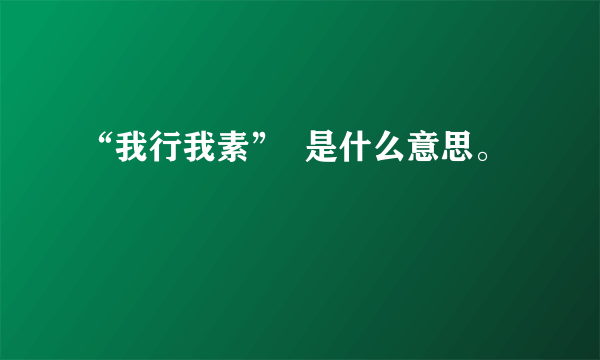 “我行我素”  是什么意思。