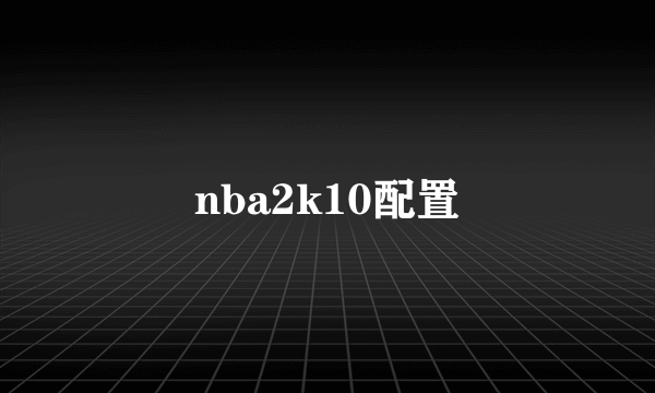 nba2k10配置