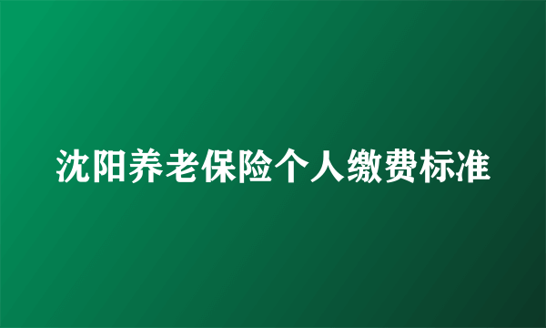 沈阳养老保险个人缴费标准