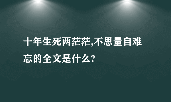 十年生死两茫茫,不思量自难忘的全文是什么?