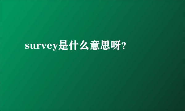 survey是什么意思呀？