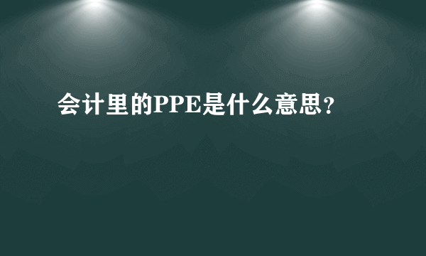 会计里的PPE是什么意思？