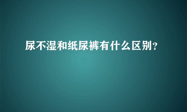 尿不湿和纸尿裤有什么区别？