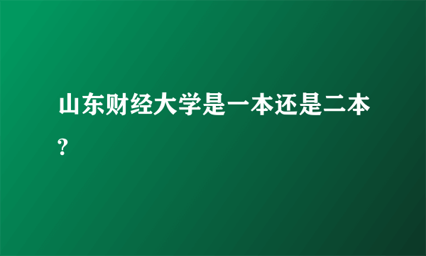 山东财经大学是一本还是二本?