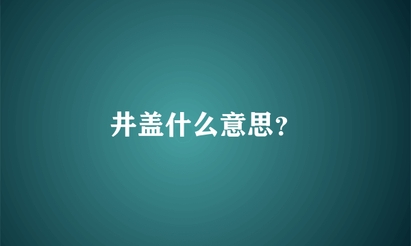 井盖什么意思？