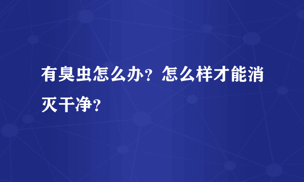 有臭虫怎么办？怎么样才能消灭干净？